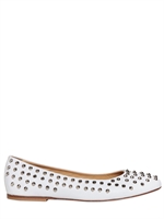 GIACOMORELLI - 10MM LEATHER STUDDED BALLERINA - WHITE/SILVER