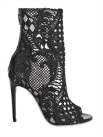 BALMAIN - 110MM GUIPURE LACE OPEN TOE BOOTS - BLACK