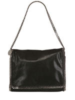 STELLA MCCARTNEY - SHAGGY FAUX DEER SHOULDER BAG - BLACK