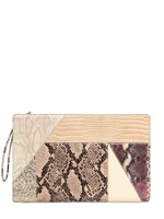 STELLA MCCARTNEY - POCHETTE MAXI PATCHWORK STAMPA PITONE - BEIGE
