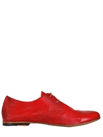 INK SHOES - WASHED LACE-UP SHOES - RED