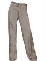 LALTRA MODA - STRIPED SATIN VISCOSE TROUSERS - BEIGE/BLACK