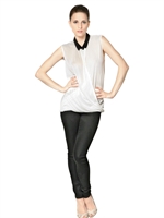 LALTRA MODA - LEICHTES SEIDEN- UND STRICKTOP - WEIß/SCHWARZ