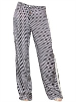 LALTRA MODA - PRINTED SATIN VISCOSE TROUSERS - NAVY/WHITE