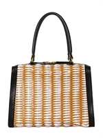 MARNI - MEDIUM TASCHE AUS GEWEBTEM RAFFIABAST & LACKLEDER - MULTI