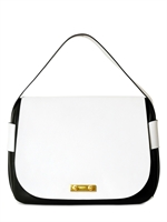 MARNI - GROßE ZWEITÖNIGE LEDERHANDTASCHE - WEIß/SCHWARZ