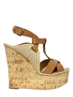 RALPH LAUREN - ZEPPE IN PELLE E SUGHERO 140MM - CUOIO