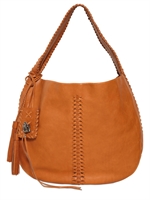 RALPH LAUREN - HOBO BAG AUS POLIERTEM LEDER MIT GEWEBTEN QUASTEN - HELLBRAUN