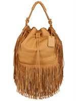 RALPH LAUREN - HOBO BAG AUS NARBLEDER MIT FRANSEN - HELLBRAUN