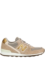 NEW BALANCE - 996 SUEDE AND MESH RUNNING SNEAKERS - BEIGE/GOLD
