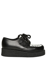 UNDERGROUND - SCARPE CREEPER IN PELLE 35MM - NERO/BIANCO