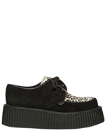UNDERGROUND - SCARPE CREEPER IN CAMOSCIO E CAVALLINO 50MM - NERO/LEOPARDO