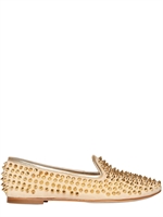 SERAFINI ETOILE - 10MM MARILYN STUDDED CALF SUEDE LOAFERS - BEIGE/GOLD