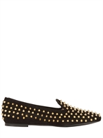 SERAFINI ETOILE - 10MM MARILYN STUDDED CALF SUEDE LOAFERS - BLACK/GOLD