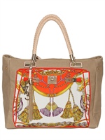 V73 - TOTE AUS SEGELTUCH MIT FOULARD-DRUCK - MULTI ORANGE