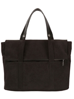 A DI ALCANTARA - SCHULTERTASCHE AUS ALCANTARA UND LEDER - SCHWARZ