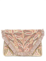 ANTIK BATIK - POCHETTE IN PELLE E COTONE RICAMATO - MULTI ROSA