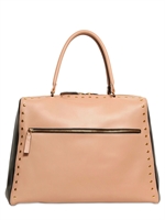 MARNI - HANDTASCHE AUS GEBÜRSTETEM LEDER NIETEN - ROSA/SCHWARZ