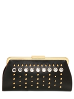 MARNI - POCHETTE IN PELLE CON BORCHIE E CRISTALLI - NERO