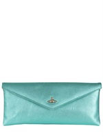VIVIENNE WESTWOOD - POCHETTE IN PELLE LAMINATA - VERDE SMERALDO