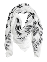 MCQ ALEXANDER MCQUEEN - SCIARPA IN MODAL STAMPA LAMETTE - BIANCO/NERO