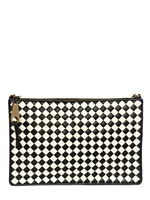 MOSCHINO CHEAP&CHIC - POCHETTE IN PELLE INTRECCIATA BICOLORE - NERO/BIANCO