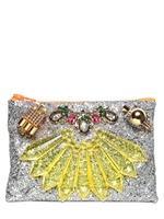 MAWI - BUSTA IN GLITTER CON CRISTALLI - MULTI ARGENTO