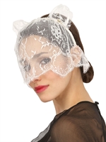 MAISON MICHEL - HEIDI CAT LACE VEIL HEADBAND - WHITE