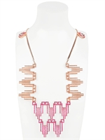 HALABY - PIAF DOUBLE CHAIN NECKLACE - FUCHSIA/PINK