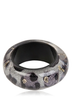 NICHOLAS KING - SILBERFARBENER ARMREIF MIT LEOPARDENDRUCK - SILBER/SCHWARZ