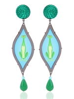 ANNA E ALEX - SEDUZIONE DECO SILVER FROG EARRINGS - TORQUOISE