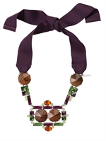 MOUTONCOLLET - MUSA PARROT NECKLACE - GREEN/PURPLE
