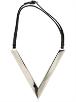 PERSEPHONI - LEATHER V NECKLACE - BLACK