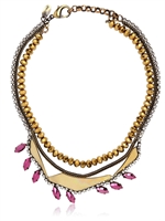 IOSSELLIANI - DECO GOLD AND PINK NECKLACE - PINK/GOLD