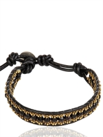 COLANA - ARMBAND AUS LEDER UND ONYX - SCHWARZ/GOLD