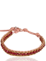 COLANA - ARMBAND AUS LEDER UND ACHAT - PINK/ROT