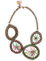 SVEVA - URSULA ANDRESS EMBROIDERED NECKLACE - FLUO FUCHSIA