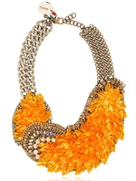SVEVA - RITA HAYWORTH EMBROIDERED NECKLACE - ORANGE