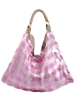 SALAR - JUNI WOVEN VINYL & LEATHER SHOULDER BAG - LIGHT PURPLE