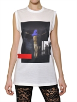 GIVENCHY - CRUCIFIX PRINT COTTON JERSEY TANK TOP - WHITE