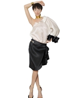 GIVENCHY - RUFFLED LIGHT SILK ORGANZA DRESS - WHITE/BLACK