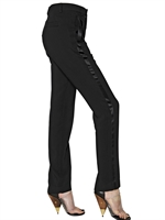 GIVENCHY - SILK SATIN VISCOSE STRETCH CADY TROUSERS - BLACK