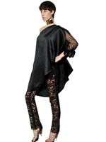 GIVENCHY - ONE SHOULDER RUFFLED SILK ORGANZA TOP - BLACK