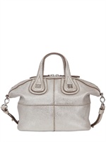 GIVENCHY - MINI NIGHTINGALE METALLIC LEATHER BAG - SILVER