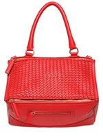 GIVENCHY - MEDIUM PANDORA WOVEN NAPPA LEATHER BAG - RED
