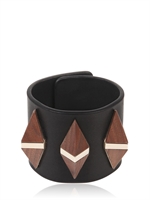 GIVENCHY - MANSCHETTENARMBAND AUS LEDER MIT DREIECKNIETEN - SCHWARZ