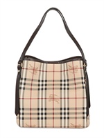 BURBERRY - KLEINE CANTERBURY HAYMARKET PVC UMHÄNGETASCHE - BEIGE/SCHOKO
