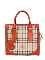 BURBERRY - KLEINE HONEYWOOD HAYMARKET PVC HANDTASCHE - BEIGE/ORANGE