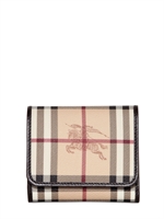 BURBERRY - LEIGHTON HAYMARKET PVC WALLET - BEIGE/CHOCOLATE