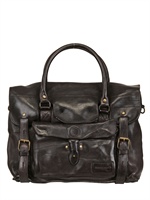 OFFICINE CREATIVE - VINTAGE TUCSON LEATHER MESSENGER BAG - WASHED BLACK